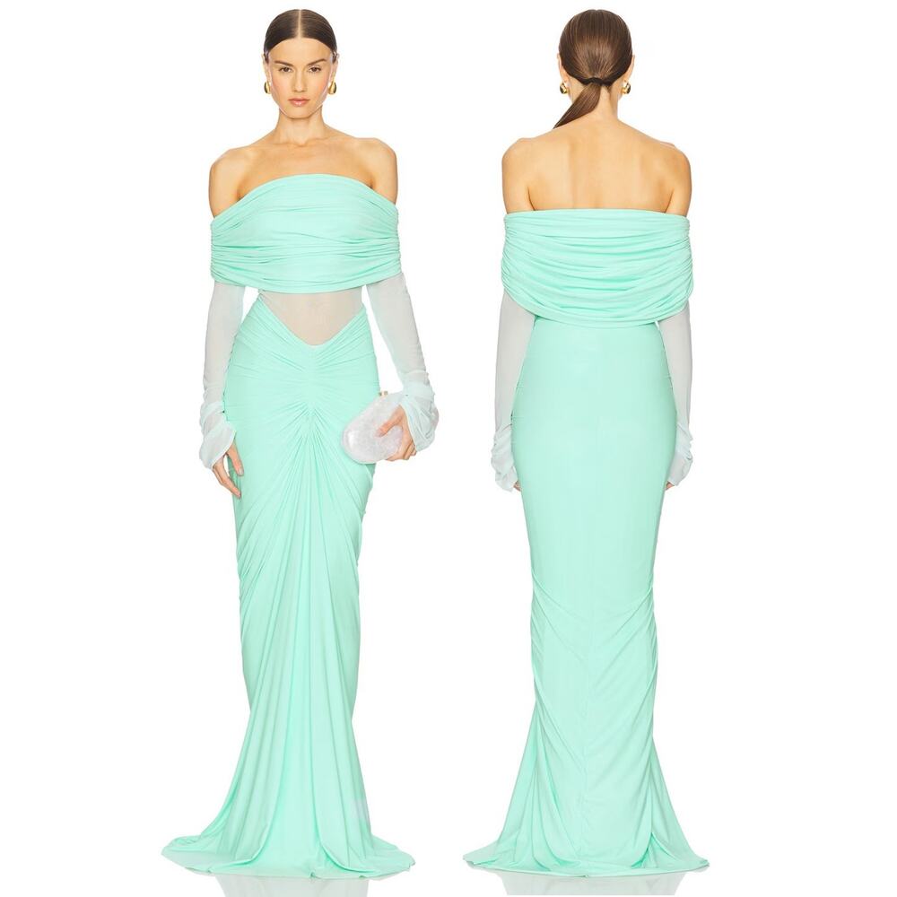 Deme by Gabriella Jolene Gown Off Shoulder Ruched Formal Party Prom Evening XS